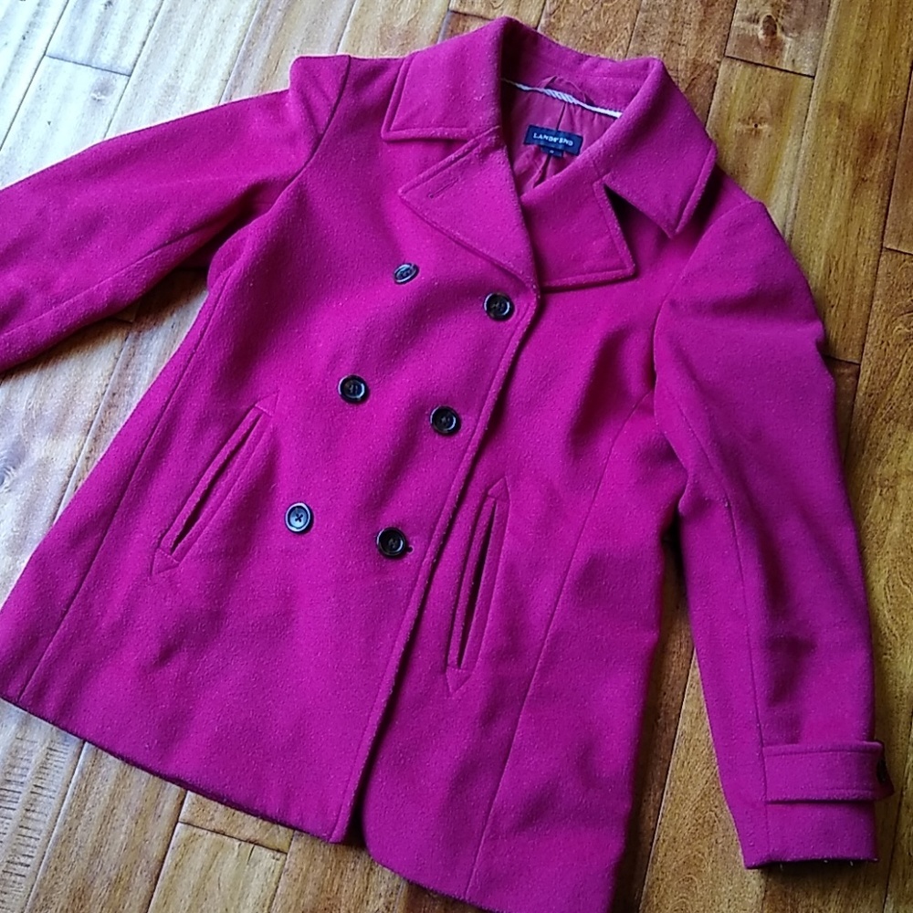 Lands' End Pink Pea Coat